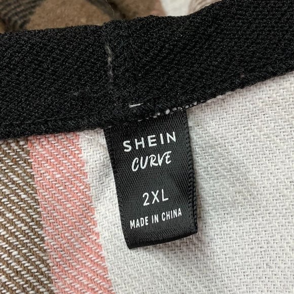 Shein Curve Lightweight Hooded Plaid Shacket - Picture 7 of 7